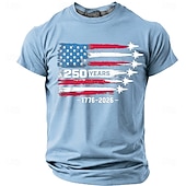 billiga Patriotiska 250 T-shirts-4 juli 2026 250:e Herr Amerikanska amerikanska flaggan Rolig Slang T-shirt Kortärmad T-shirt 3D-tryck Rund hals Skjorta Mode Dagligen Dagligen Gata Blå Ljusblå Grapefruktljung Sommar Vår Kläder S M L