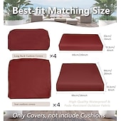baratos Capa para Almofadas de Pátio-Conjunto de 8 capas impermeáveis e elásticas para sofá de pátio, incluindo 4 capas para encosto e 4 capas para assento. Protetor de móveis para área externa.