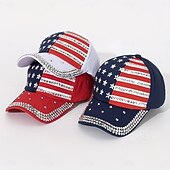  Baseballpet met Amerikaanse vlag en strass-steentjes, handgemaakt met strass-steentjes en studs, geschikt om het hele jaar door te dragen als pet voor woon-werkverkeer, ideaal voor
