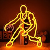 cheap Decorative Lights-Basketball Neon LED Wall Light, USB Powered Adjustable Brightness, Indoor Bedroom, Gaming Room, Game Room, Esports Room, Man Cave, Kids Room, Teen Boys, Basketball Fans, Birthday, Holiday, Party, Home