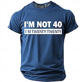  I'm Not 40 I'm Twenty Twenty Men's Funny Sarcastic 40th Birthday Joke Aging Humor T Shirt Graphic Crew Neck Short Sleeve Milestone Celebration Gift Designer Clothing Apparel