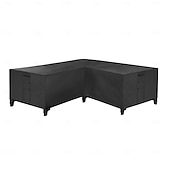 abordables Fundas para Muebles de Patio-Funda para muebles de jardín, funda para sofá esquinero en forma de L, funda impermeable para sofá de ratán, para muebles de jardín, conjunto de asientos, sofá esquinero, conjunto de salón esquinero,