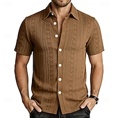 Χαμηλού Κόστους Ανδρικά Smart Casual πουκάμισα-Ανδρικά Πουκάμισο Casual πουκάμισο Πουκάμισο με κουμπιά Πουκάμισο ζακάρ Μαύρο Λευκό Πράσινο Ανοικτό Βαθυγάλαζο Καφέ Κοντομάνικο Σκέτο Κολάρο Πουκαμίσου Causal Καθημερινά Ζακάρ Ρούχα