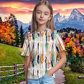abordables Vision 3D de la Fille &amp; Éclat-Fille 3D Graphique Géométrique T-shirt Manche Courte Impression 3D Été Printemps Sports Mode Streetwear Enfants 5-12 ans Col Rond Occasionnel Quotidien Extérieur Coupe régulière