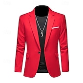 ieftine Sacouri clasice pentru bărbați-Bărbați Jachetă blazer Casual Zilnic În aer liber Elegant Modă Primăvară Toate Sezoanele POLY Culoare solidă minimalist Casul / Zilnic Un singur rând, un nasture Blazer Roz Deschis Kaki Deschis Negru