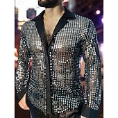 baratos Tops-Retro Vintage Anos 70 Anos 80 Japonesa/Curta Hippie Discoteca Paetês Metálico Brilhante Fantasia Homens Fantasia de Carnaval Natal Dia Das Bruxas Carnaval Festa Parada do Orgulho Mês do Orgulho Adulto