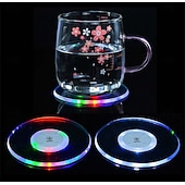 voordelige Decoratieve lichten-3 stuks LED-onderzetters van acryl voor cocktails, met een flitsende basis en ultradunne LED-verlichting, perfect als decoratie voor je bartafel.