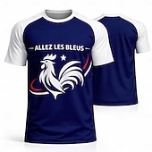 voordelige Hardloop T-shirts en Tanktops-Voor heren Frankrijk Voetbalzomer Wereldwijde wedstrijd Truien Hardloopshirt Zomer Kleurenblok Korte mouw UPF 50 Sneldrogend Ademend Informeel Hardlopen Joggen Fitness blauw Sportkleding Sportkleding