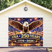 billiga 250:e årsjubileum-Dekorationer för garageporten till amerikansk självständighetsdag, fyrverkerier, amerikansk flagga, patriotisk bakgrund för garageporten, dekorationer för amerikansk flagga, frihetsminnesfest