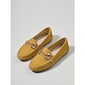 voordelige Damesinstappers &amp; loafers-Dames Groene Kettingdetail Loafers – Comfortabele Instapschoenen voor Dagelijks gebruik Wandelen Reizen en Casual Uitjes