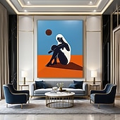 Недорогие Картины с людьми-большая абстрактная картина, оригинальная минималистичная картина, абстрактное искусство, картина с изображением чернокожих женщин, синяя абстрактная картина, большая картина с диваном на стену.