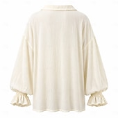  Medieval Renaissance Shirt Long Sleeves Pirate Viking Fancy Dress Unisex Viking Pirate Halloween Carnival Performance LARP Ren Faire Adults' Shirt