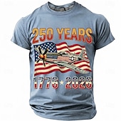  250周年 7月4日 2026年 メンズ 250年 1776-2026 P-51マスタング 戦闘機 グラフィック Tシャツ 短袖 クルーネック 愛国的 USA フラッグ 航空兵 材料 デザイナー衣料 アパレル