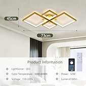 voordelige Dimbare plafondlampen-Moderne dimbare led-plafondlamp met afstandsbediening, 4 lichtpunten, aluminium armatuur voor binnenverlichting in woonkamer, slaapkamer, eetkamer, kantoor en keuken, 110-240V.