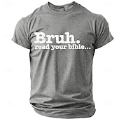  Bruh Read Your Bible Funny Christian Men's Sarcastic Religious Meme T Shirt Graphic Crew Neck Short Sleeve Church Youth Group Gift for Son Designer Clothing Apparel