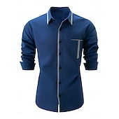 baratos Camisas de botões masculinas-Homens Camisa Social Saia camisa de botão Camisa não de ferro Bloco de cor Casual Diário Branco Vermelho Azul Marinha Caqui Manga Longa Aberto para a Lateral Primavera Primavera &amp; Outono Roupa