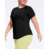cheap Yoga Tops-Women's Yoga Tops Workout Tops Crew Neck Skin Friendly Lightweight Comfortable Plus Size Short Sleeve Sports Solid Color Top For Gym Workout Running Fitness Loose Fit Activewear