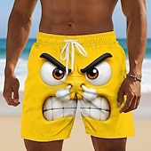 preiswerte Retro Vintage &amp; Ethik-Herren 3D Zeichentrick Lustig Wütendes Gesicht Badehosen Badeanzüge Badeshorts Boardshorts Mittlere Taille Retro Vintage Strandurlaub Seitentaschen Netzfutter Elastischer Kordelzug in der Taille