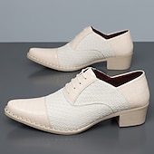 cheap Oxford Shoes-Men's Tan Woven Oxford Shoes Lace-Up Croc-Embossed Formal Dress Shoes Business Footwear for Weddings, Office, Banquets, Parties, Church and Refined Gentleman Style