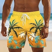 abordables Plantes et Fleurs Tropicales-Homme Cocotier Dégradé de Couleur Plantes Tropicales Maillots de bain Maillots de bain shorts de bain Shorts de Surf Taille Moyenne Hawaïen Extérieur Vacances à la Plage Poches Latérales doublure en