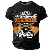  Men's Never Underestimate An Old Man With A Guitar Crossed Guitars Stars Vintage Retro Funny Humor T Shirt Tee Graphic Regular Fit Father's Day Birthday Gift Designer Clothing Apparel S M L XL XXL XXX