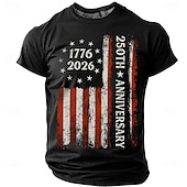 cheap Patriotic 250 T-shirts-4th of July 2026 250th Memorial Day Men's 3D Print US Flag Crew Neck Short Sleeve T-Shirt Daily Street