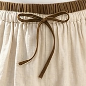 economico Fondi-Per donna Pantaloncini effetto lino Bermuda Shorts Pantaloncini Estivi Vacanza Moda Casual Quotidiano Corto Misura del girovita medio Tinta unica Semplice Coulisse Tasca Elastico in vita Comodit