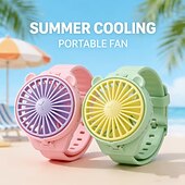 levne Stolní ventilátory-Přenosný náramkový ventilátor pro děti, nositelný osobní ventilátor s hodinkami pro dívky a chlapce, USB dobíjecí mini ventilátor s nastavitelným úhlem, malý hands-free ventilátor do školy, na cesty,