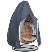 رخيصةأون أغطية أثاث الفناء-أغطية أثاث الفناء، أغطية كراسي الفناء البيضاوية بسحاب، غطاء كرسي خارجي مقاوم للماء والظروف الجوية القاسية، غطاء كرسي معلق مقاوم للرياح، 75 بوصة × 45 بوصة، أسود، عبوة واحدة