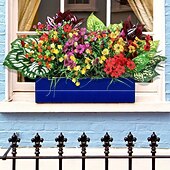 levne Umělé rostliny a zeleň-24 ks umělých rostlin zimozeleň, stonky, UV odolné umělé rostliny do interiéru &amp;venkovní, závěsná zeleň do zahrady, na verandu, do okenního truhlíku, na dům, na svatbu &amp;dekorace farmářského domu