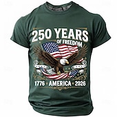  4 juli 2026 250:e Herr Rolig T-shirt Kortärmad T-shirt 3D-tryck Rund hals Skjorta Mode Designer Enkel Ledigt Dagligen Fest Svart Rubinrött Sommar Vår Kläder S M L XL XXL XXXL