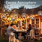 ieftine Lumini de cale și lanterne-Lumânări solare metalice cu sferă de lumină, lumini decorative suspendate din fier forjat, lumini LED solare pentru exterior, lumini pandantive pentru grădină și terasă, potrivite pentru grădini,