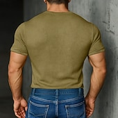 abordables camisetas basicas-Hombre Camiseta de punto Camiseta superior Camiseta de mezcla de algodón Manga Corta Escote en Pico Verano Color sólido Moda Design Básico De Punto Casual Vacaciones Calle Azul Claro Camiseta