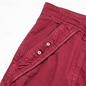 cheap Classic-Men's Cargo Shorts Hiking Shorts Leg Drawstring Wearable Elastic Cuff Plain Solid Comfort Knee Length Casual Daily Outdoor Vacation Fashion Navy Blue Red Micro-elastic
