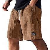 cheap Casual Shorts-Men's Shorts Summer Shorts Beach Shorts Casual Shorts Jacquard Pocket Elastic Waist Jacquard Comfort Breathable Knee Length Casual Outdoor Beach Vacation Fashion Blue Black Micro-elastic