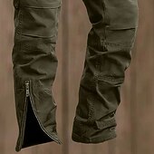 preiswerte Cargohosen-Herren Cargo-Hosen Taktische Hose Bein mit Reißverschluss Einfach Komfort Atmungsaktiv Volle Länge Lässig Täglich Outdoor Urlaub Lässig Schwarz Armeegrün Unelastisch