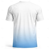  Herren Farbverlauf Argentinien Fußball-Sommer Global Match Pullover-Oberteile Laufshirt Sommer Farbblock Kurzarm UPF 50 Schnelltrocknend Leicht Atmungsaktiv Leger Laufen Joggen Fitness Blau