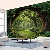 ieftine Tapiserie Pereți-Tapiserie de perete romantică în formă de inimă cu copac, pădure, râu, natură, frunze verzi, păduri fermecate, peisaj împădurit, fundal pentru agățat de perete, dormitor, living, decor de casă, artă
