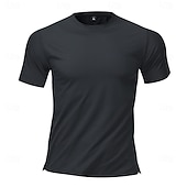 cheap Men's Casual T-shirts-Men's T Shirt Short Sleeve Shirt Tee Top Short Sleeve Crew Neck Summer Spring Solid Color Streetwear Stylish Leisure Quick Dry Slim Daily Vacation Sport Black Blue Grey Top Tee for Men