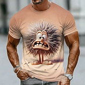  Tricou bărbătesc 3D cu păr creț, vierme, monstru, creatură, amuzant, excentric, desene animate, grafică, croială standard, casual, streetwear, cadou de zi cu zi, haine de designer, mărime S, M, L, XL,