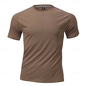 abordables Camisetas casuales de hombre-Hombre Camiseta Camisa manga corta Camiseta superior Manga Corta Cuello Barco Verano Primavera Color sólido Ropa de calle Elegante Básico Secado rápido Delgado Diario Exterior Vacaciones Café