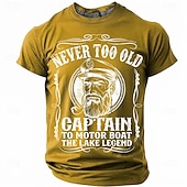  ανδρικό ποτέ πολύ παλιό καπετάνιο σε μηχανοκίνητο σκάφος ο θρύλος της λίμνης αστείο ναυτικό γραφικό μπλουζάκι με κοντό μανίκι, στρογγυλή λαιμόκοψη, παλιό καπετάνιο με σωλήνα, vintage δώρο για βαρκάδα,