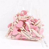 economico Articoli per la casa-100 mollette di legno a forma di cuore, perfette per lavori creativi, esposizioni di foto, bomboniere, decorazioni fai da te, piccole mollette per scrapbooking &amp;progetti artistici