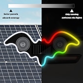 cheap Landscape Lights-Car Solar Vacuum Suction Cup Neon Bat-Shaped Decorative Running Lights, Wire-Free, Type-C Rechargeable, 8 Modes, Ambient LED Car Interior &amp; Exterior, Party, Halloween, Vehicle Decoration