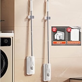 baratos Produtos de limpeza-Esfregão descartável sem contato com 2 panos reutilizáveis, mini esfregão para limpeza a seco e úmida, esfregão plano com encaixe fácil para espaços pequenos, instalação em 1 segundo.