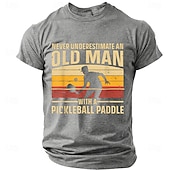 abordables T-shirts de loisir-Homme Vieil Homme Pickleball T-shirt Manche Courte T-shirt Impression 3D Col ras du cou Chemise Mode Quotidien Quotidien Rue Rouge Été Printemps Vêtement Tenue S M L XL XXL XXXL