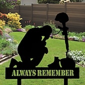 cheap U.S. 250th Anniversary-Memorial Day Outdoor Patriotic Metal Soldier Yard Sign, 4th of July Decoration, Fallen Soldier Memorial, Iron Art Garden, Cemetery &amp; Lawn Decor