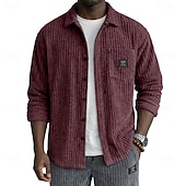 billiga Smart Casual skjortor för män-Herr Skjorta Casual skjorta Manchesterskjorta Knapp upp skjorta Svart Vit Vinröd Marinblå Khaki grön Långärmad Slät Tröjkrage Ledigt Dagligen Framficka Kläder Elegant Mode Ledigt