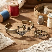 billiga Event &amp; Party Supplies-2 st vintage symaskinsmanschettarmband &amp;ringset, armband med måttband i antik brons, unika smycken som present till hantverkare, skräddare, quiltare