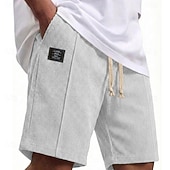 abordables Bermudas estilo casual-Hombre Pantalón corto Pantalones cortos de verano Pantalones cortos casuales Pantalones cortos de pana Bolsillo Cintura elástica Plano Comodidad Transpirable Longitud de la rodilla Exterior Playa